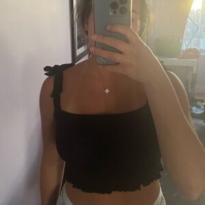 Amuse Society scrunchie fabric crop top with ties around shoulder. Size small.